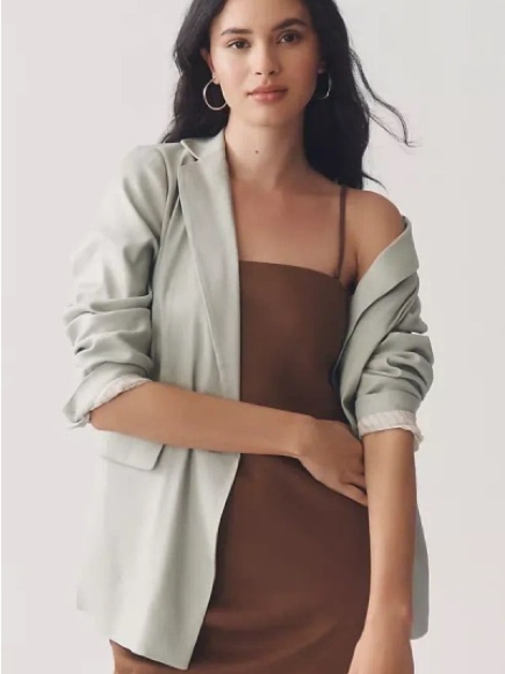 Maeve Mint Green Open-Front Blazer Jacket